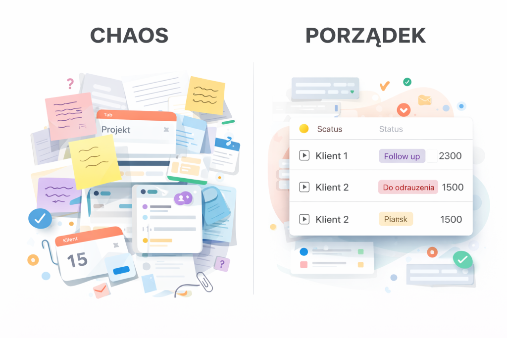 mini CRM dla freelancera - chaos vs porządek w pracy z klientami